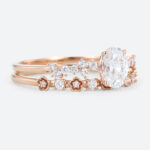 Oval Cut Lab Grown Diamonds Cluster Bridal Ring Set with Blossom Wedding Band (2)