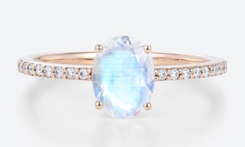 Cancer Birthstone Simple Stacked Moonstone Wedding Rings Pave Diamond Ring Band