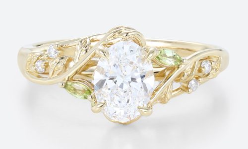 Lab Grown Diamonds Oval Engagement Rings Gold Promise Ring