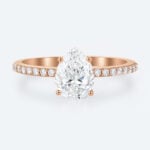Lab Diamond Pear Shaped Engagement Ring Rose Gold Pave Ring