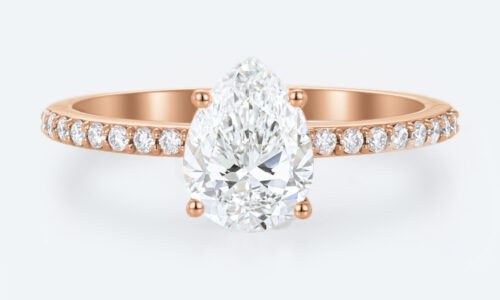 Lab Diamond Pear Shaped Engagement Ring Rose Gold Pave Ring