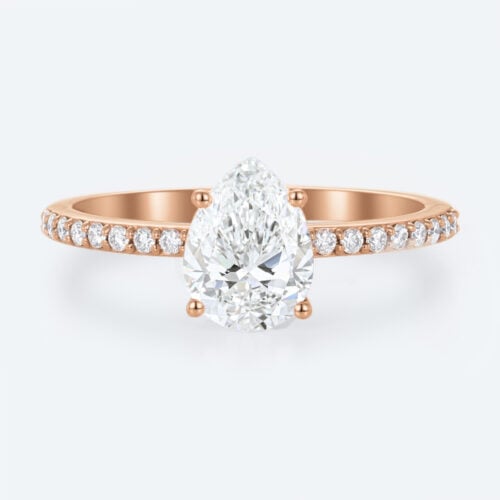 Lab Diamond Pear Shaped Engagement Ring Rose Gold Pave Ring