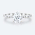 Lab Diamond Pear Shaped Engagement Ring White Gold Pave Ring