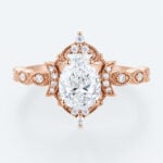Pear Shape Diamond Ring Vintage Rose Gold Lab Diamond Rings