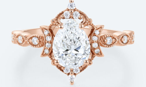 Pear Shape Diamond Ring Vintage Rose Gold Lab Diamond Rings