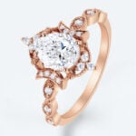 Pear Cut Lab Grown Diamond Vintage Half Eternity Milgrain 4-Prong Engagement Ring (4)