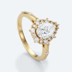 Pear Cut Lab Grown Diamond Vintage Halo Milgrain 3-Prong Engagement Ring Fashion Thin Band in Rose Gold (4)