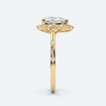 Pear Cut Lab Grown Diamond Vintage Halo Milgrain 3-Prong Engagement Ring Fashion Thin Band in Rose Gold (6)