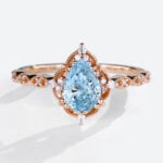black friday jewelry - Pear Shaped Lab Blue Diamond Ring 1ct Fancy Blue Vintage 8-Prong Engagement Ring in Rose Gold