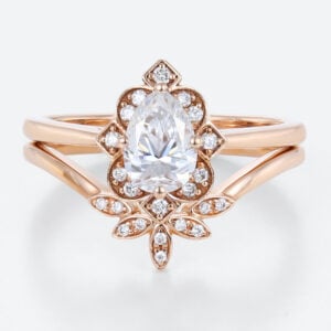 Lab Diamonds Rings 14k Rose Gold Pear Shaped Diamond Rings