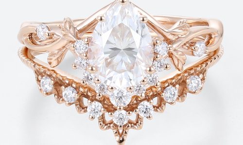 Lab Created Diamond Band Vintage Rose Gold Engagement Rings Pear Lab Created Diamond Band Vintage Rose Gold Engagement Rings Pear
