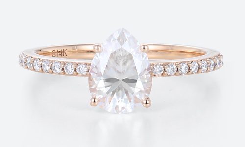 Lab Diamond Pear Shaped Engagement Ring Rose Gold Pave Ring Lab Diamond Pear Shaped Engagement Ring Rose Gold Pave Ring