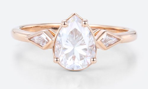 Three Stone Engagement Ring Diamond Lab Diamonds Pear Ring Three Stone Engagement Ring Diamond Lab Diamonds Pear Ring
