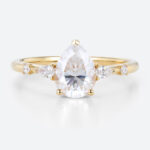 Yellow Gold Pear Shape Ring Lab Grown Diamond Simple Engagement Rings