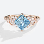 Princess Cut Blue Diamond Rings 1.5ct Fancy Blue Promise Ring in Rose Gold