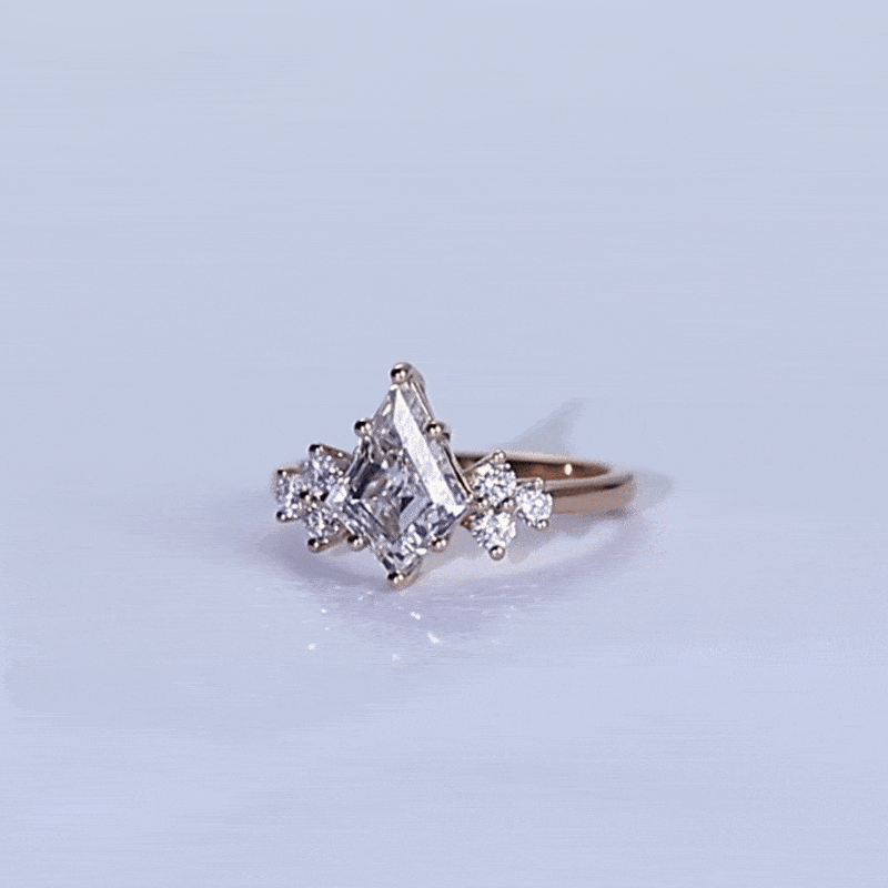Kite Cut Diamond Engagement Ring 1.2 Carat Lab Diamond Ring Cluster Ring Vintage