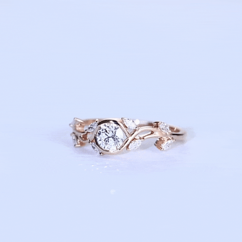 Diamond Lab Rings Round Gold Engagement Rings Nature Inspired Rings