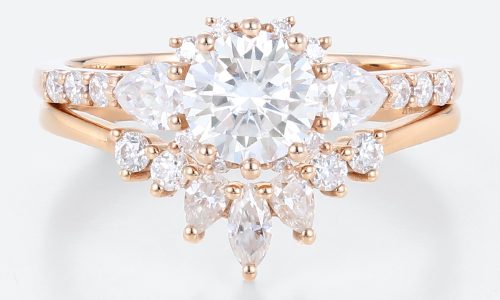 Gold Bridal Set Rings Round Accent Ring Diamond Lab Created Gold Bridal Set Rings Round Accent Ring Diamond Lab Created