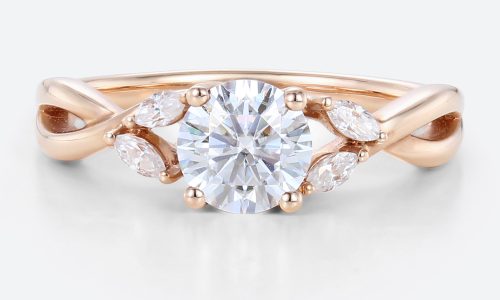 Rose Gold 1 Carat Lab Grown Diamond Engagement Rings Round Diamond