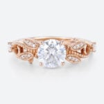 Unique Engagement Ring Rose Gold Round Lab Grown Diamonds