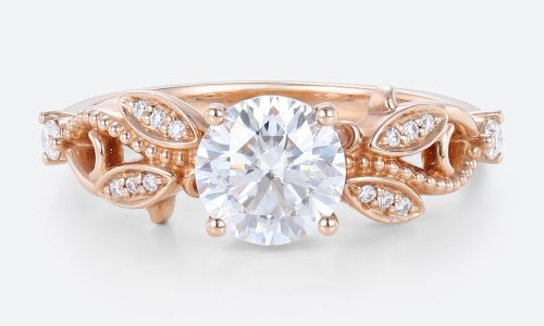 Unique Engagement Ring Rose Gold Round Lab Grown Diamonds Unique Engagement Ring Rose Gold Round Lab Grown Diamonds
