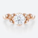 Lab Diamonds Engagement Ring Round Cut Rose Gold Band Rings
