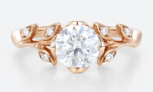 Lab Diamonds Engagement Ring Round Cut Rose Gold Band Rings Lab Diamonds Engagement Ring Round Cut Rose Gold Band Rings