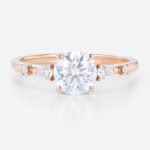 Rose Gold 1 Carat Diamond Rings Round Lab Grown Diamond Engagement Rings
