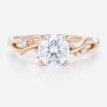 Nature Inspired Engagement Rings Round Cut Ring Unique Rings