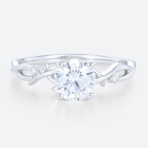 Nature Inspired Engagement Rings Round Cut Ring Unique Rings