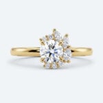 Round Cut Lab Grown Diamond 34 Halo 4-Prong Engagement Promise Ring in Yellow Gold (1)