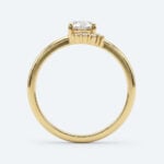 Round Cut Lab Grown Diamond 34 Halo 4-Prong Engagement Promise Ring in Yellow Gold (4)