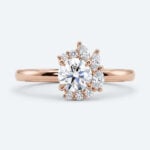 Round Cut Lab Grown Diamond 34 Halo 4-Prong Engagement Promise Ring in Yellow Gold (6)