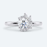 Round Cut Lab Grown Diamond 34 Halo 4-Prong Engagement Promise Ring in Yellow Gold (7)