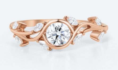Diamond Lab Rings Round Gold Engagement Rings Nature Inspired Rings