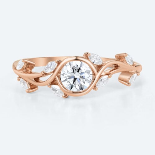 Diamond Lab Rings Round Gold Engagement Rings Nature Inspired Rings