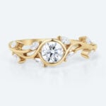 Diamond Lab Rings Round Gold Engagement Rings Nature Inspired Rings