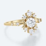 Round Cut Lab Grown Diamond Celestial-Inspired 6 Claw Prong Engagement Ring (4)