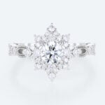 Round Gold Engagement Rings White Gold Lab Diamond Halo Ring