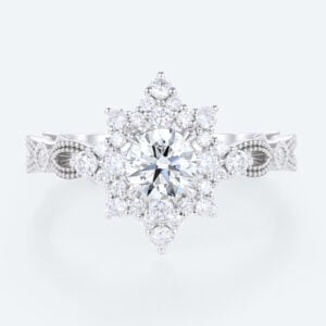 Round Gold Engagement Rings White Gold Lab Diamond Halo Ring