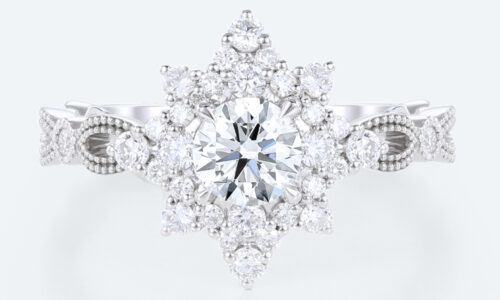 Round Gold Engagement Rings White Gold Lab Diamond Halo Ring