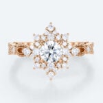 Round Gold Engagement Rings Rose Gold Lab Diamond Halo Ring