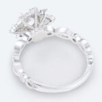 Round Cut Lab Grown Diamond Classic Starburst Halo Milgrain 4 Claw Prong Engagement Ring (4)