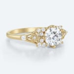 Round Cut Lab Grown Diamond Floral-Inspired 4-Prong Engagement Ring (3)