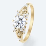 Round Cut Lab Grown Diamond Floral-Inspired 4-Prong Engagement Ring (6)