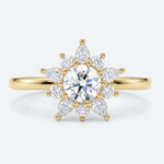 Round Engagement Rings Halo Lab Diamonds Rings Simple Ring