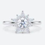 Round Engagement Rings Halo Lab Diamonds Rings Simple Ring