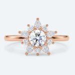 Round Engagement Rings Halo Lab Diamonds Rings Simple Ring