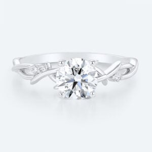 Nature Inspired Engagement Rings Round Cut Ring Unique Rings