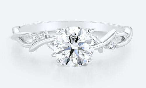 Nature Inspired Engagement Rings Round Cut Ring Unique Rings